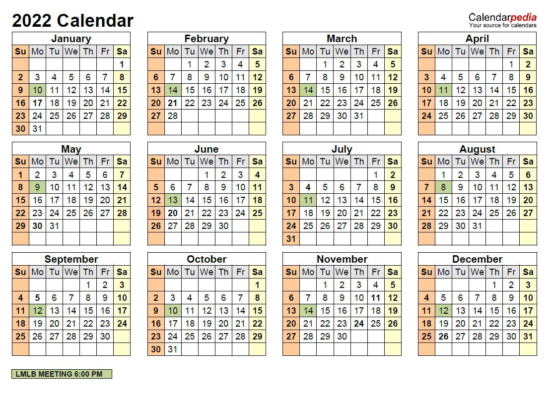 2022 LMLB Calendar