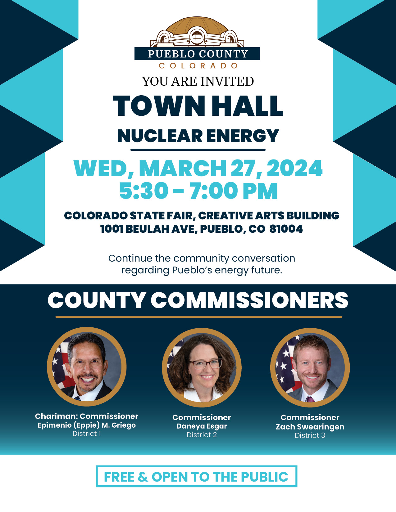 Town Hall on Nuclear Energy: Wed, March 27, 2024 from 5:30 to 7pm, Colorado State Fair Creative Arts Building, 10001 Beulah Ave