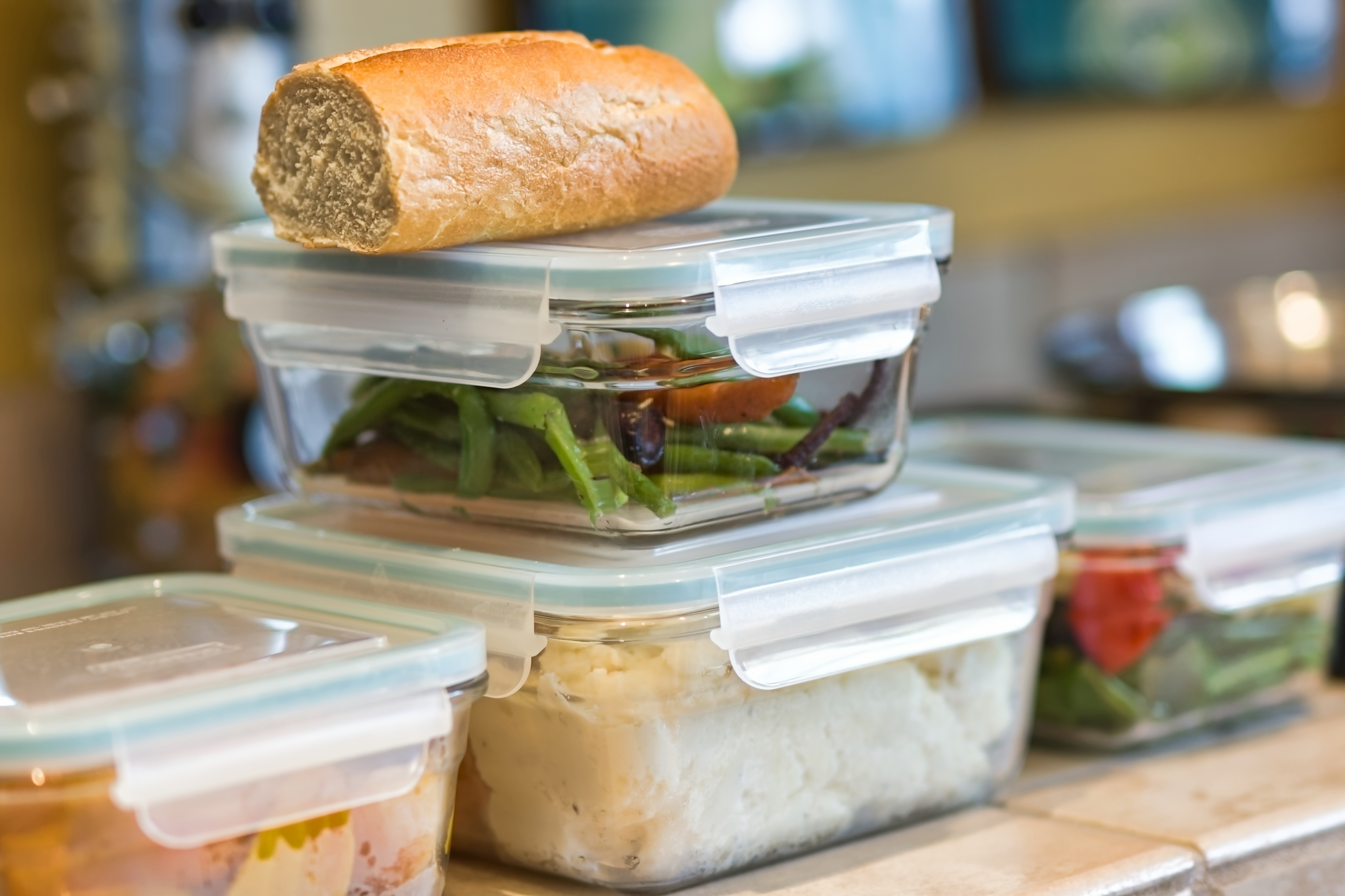 Leftovers in stacked containers