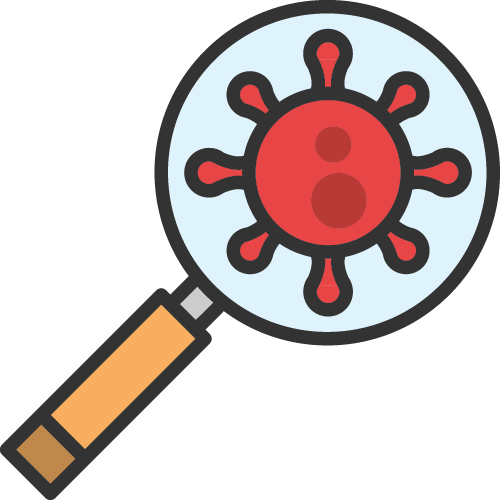 COVID-19 virus under a magnifying glass