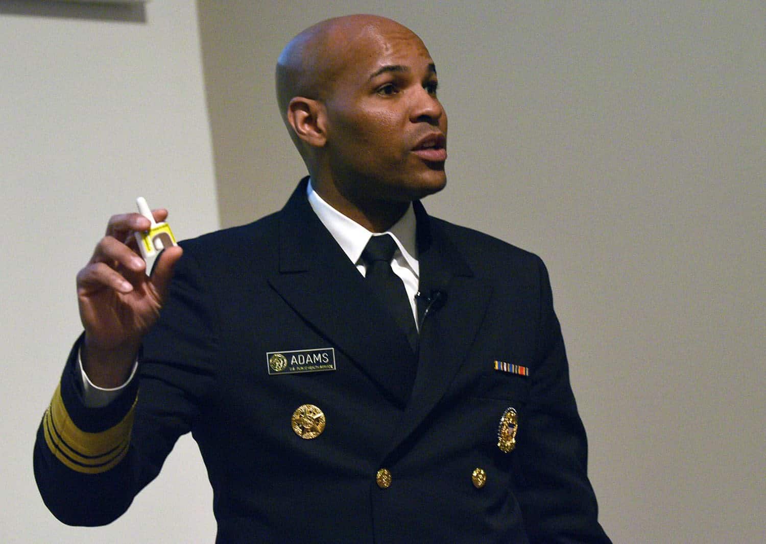 Vice Admiral Jerome M. Adams, M.D., M.P.H., 20th U.S. Surgeon General,  demonstrates how to use naloxone.