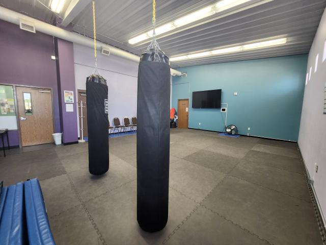 The interior of the rec center fitness room